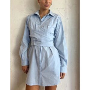 Sovere Dixie Wrap Shirt Dress in Blue New Without Tags Revolve